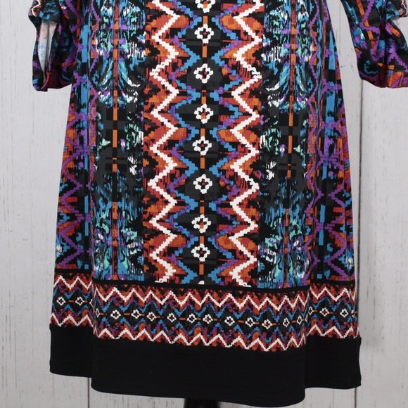 Laundry by Shelli Segal Retro Geometric Long Sleeve Shift Dress 4 - Picture 3 of 10